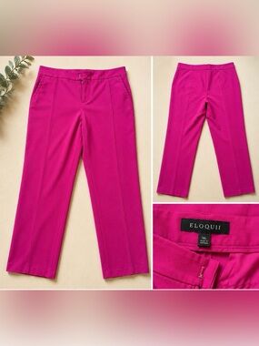 Eloquii Bright Fuchsia Straight-Leg Trousers